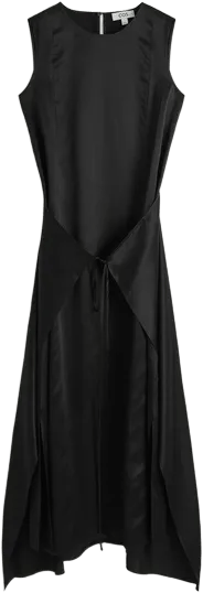WRAP-FRONT SILK MAXI DRESS