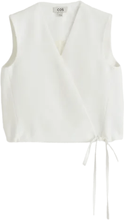 TIE-DETAIL LINEN-BLEND WRAP VEST