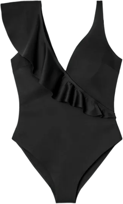 ASYMMETRIC RUFFLED SWIMSUIT