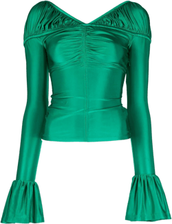 flounce-sleeved draped top