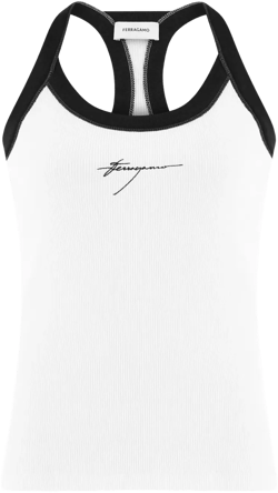 logo-embroidered cotton tank top