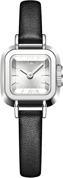findtime Ladies Watch Square Vintage Designer Watches for Women Classic Elegant Wristwatch for Small Wrists Black Leather Band, FTSHLSAP11D17MLBlackSil