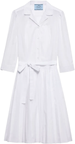 pleated poplin shirt dress