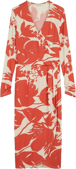 floral-print wrap dress
