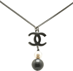 2014 Silver CC Faux Pearl Pendant Necklace costume necklace