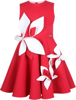 floral-appliqué dress