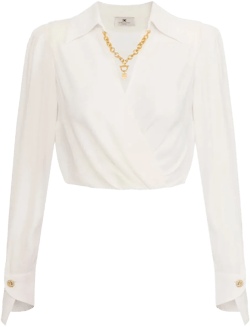 long-sleeve wrap blouse