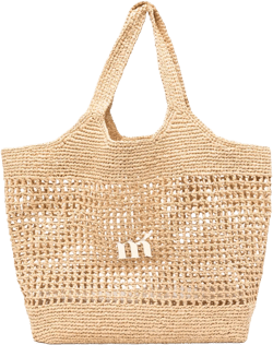 logo-plaque woven tote bag