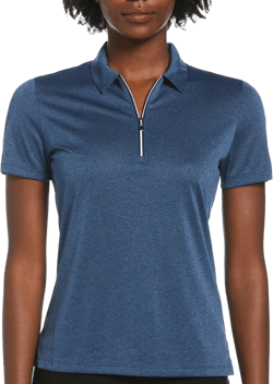 Callaway Women's Quarter Zip Short Sleeve Heather Golf Polo Shirt X-Small True Navy Htr