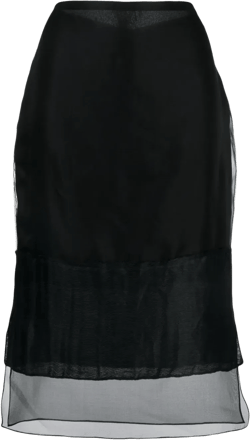 layered semi-sheer silk skirt