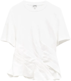 asymmetrical pleated T-shirt