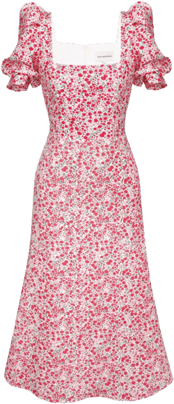 godet-silhouette square-neck midi dress