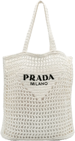 2000-2024 Raffia Effect Crochet Logo Embroidered tote bag
