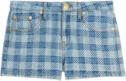 mini checkered denim shorts