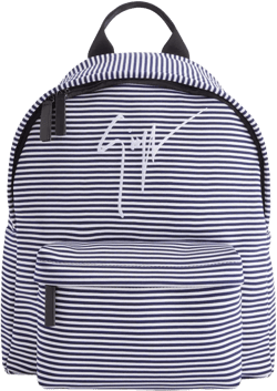 logo-embroidered striped backpack