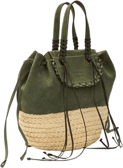 Bolero braided leather drawstring tote bag