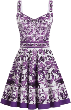 Majolica-print mini dress