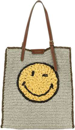 smiley-motif woven tote bag