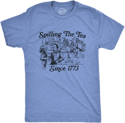 Mens Spilling The Tea Since 1773 T Shirt Funny US History Boston Tee Party Graphic Tee - Crazy Dog Men's T Shirt Light Blue S