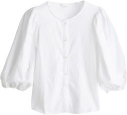 Linen-blend Blouse