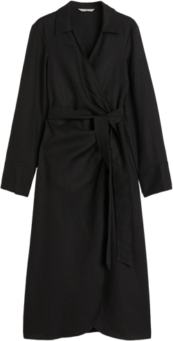 Linen-blend Wrap Dress