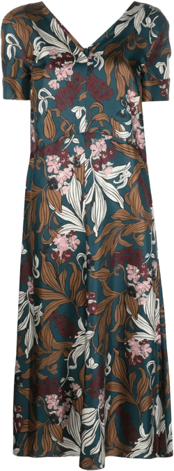 floral-print silk midi dress
