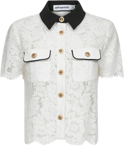 floral-lace short-sleeve shirt