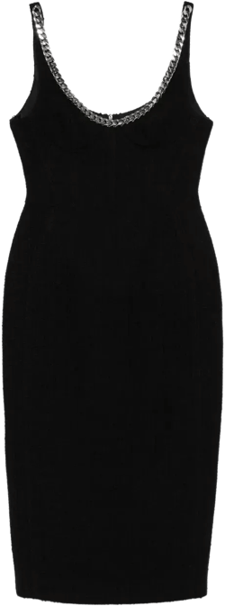 chunky chain neckline midi dress