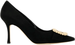 90mm leather heeled pumps