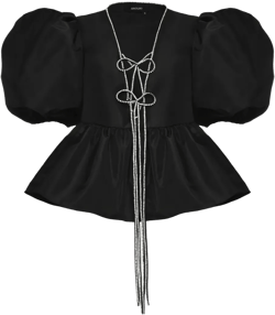 puff-sleeve tie-front blouse