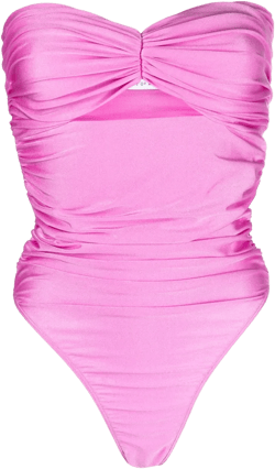 ruched-effect strapless swimsuit