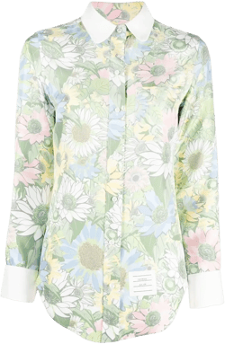 floral-print silk shirt