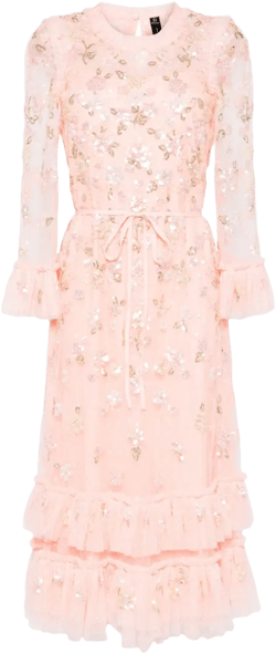 Sequin Bloom tulle midi dress