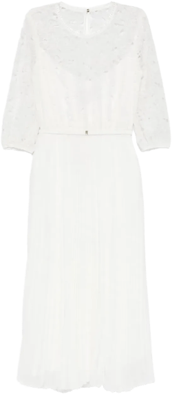 floral-embroidered pleated dress