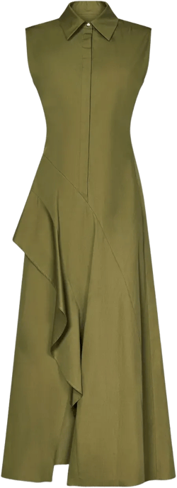 poplin A-line midi dress