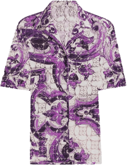 Majolica-print lace shirt
