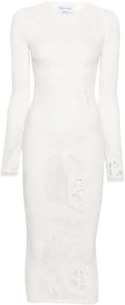 lace-trim panelled midi dress