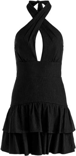 Evelina halterneck ruffled mini dress