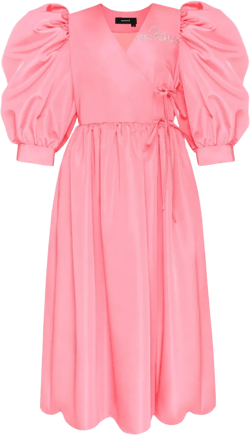puff-sleeved wrap dress