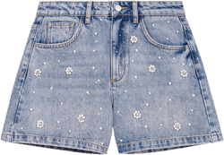 Denim shorts with embroidered beads