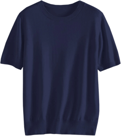 DAIMIDY Women's Short Sleeve Crew Neck Sweaters Lightweight Summer Sweater Casual Knit Pullover Tops X-Large 07# Navy Blue