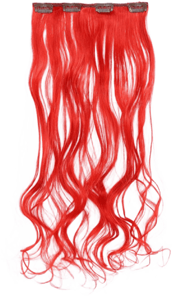 SWACC 7 Pcs Full Head Party Highlights Clip on in Hair Extensions Colored Hair Streak Synthetic Hairpieces (20-Inch Curly, Red)