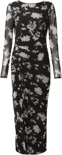 Women's Mesh Floral Long Sleeve Maxi Dress