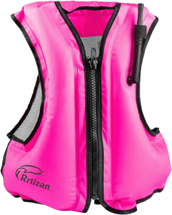 Rrtizan Inflatable Snorkel Vest for Adult, Travel Snorkeling Vest for Swimming, Snorkeling, Paddleboarding, Swim Vest Adult Suitable for 90-220lbs Large-X-Large Pink