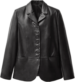 Mango Women's Buttons Leather Jacket
