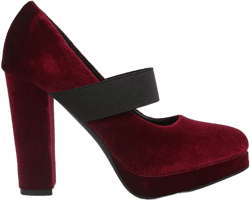 krause high block heel velvet pumps