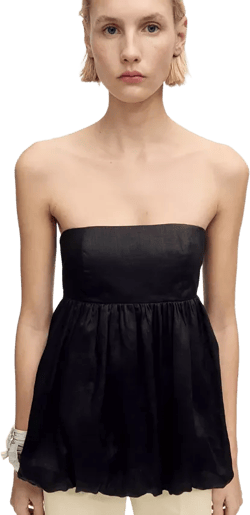 Women's Balloon-Effect Ramie Top