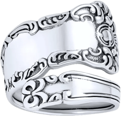 Bling Jewelry Boho Bypass Spoon Band Ring Oxidized Sterling Silver Adjustable