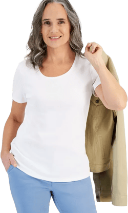 Women's Cotton Short-Sleeve Scoop-Neck Top, Exclusively at Macy's