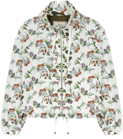Floral Print Bomber Jacket In White